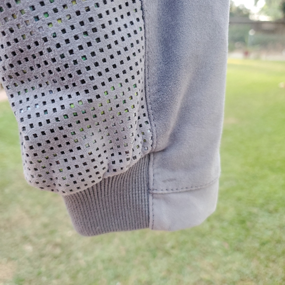 Men's Robert Graham XL suede perforated bomber jacket Gray leather camo - Picture 9 of 13